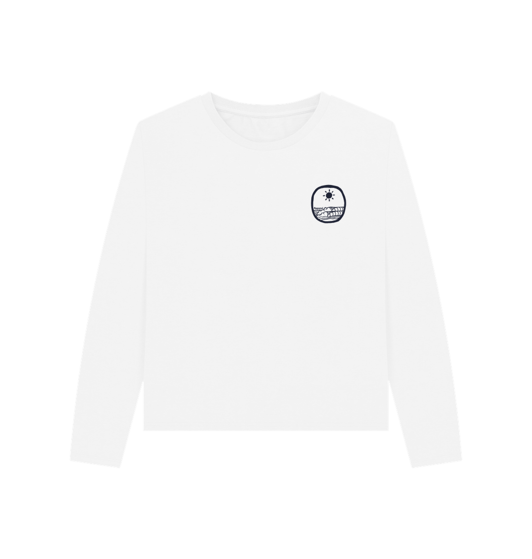 White Women's Coastal Life Heavyweight Long Sleeve T-Shirt