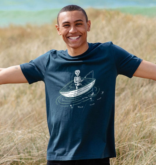 Fishing Skeleton T - shirt - Printed T - shirt