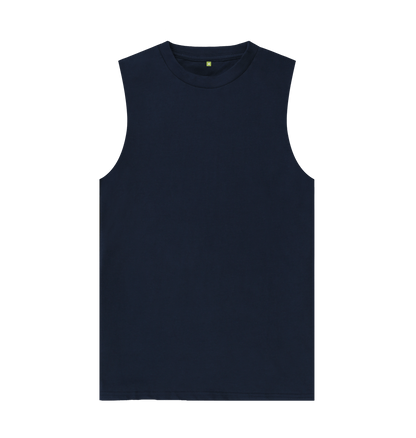 Navy Organic Vest Top - Printed Vest