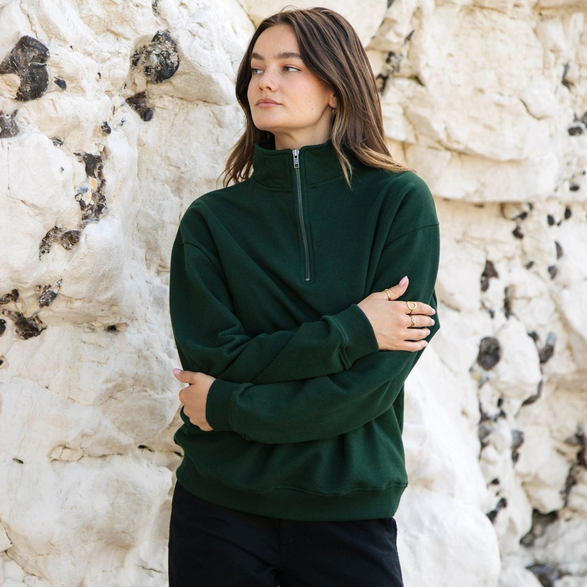 Organic Cotton 1/4 Zip - Plain Sweatshirt