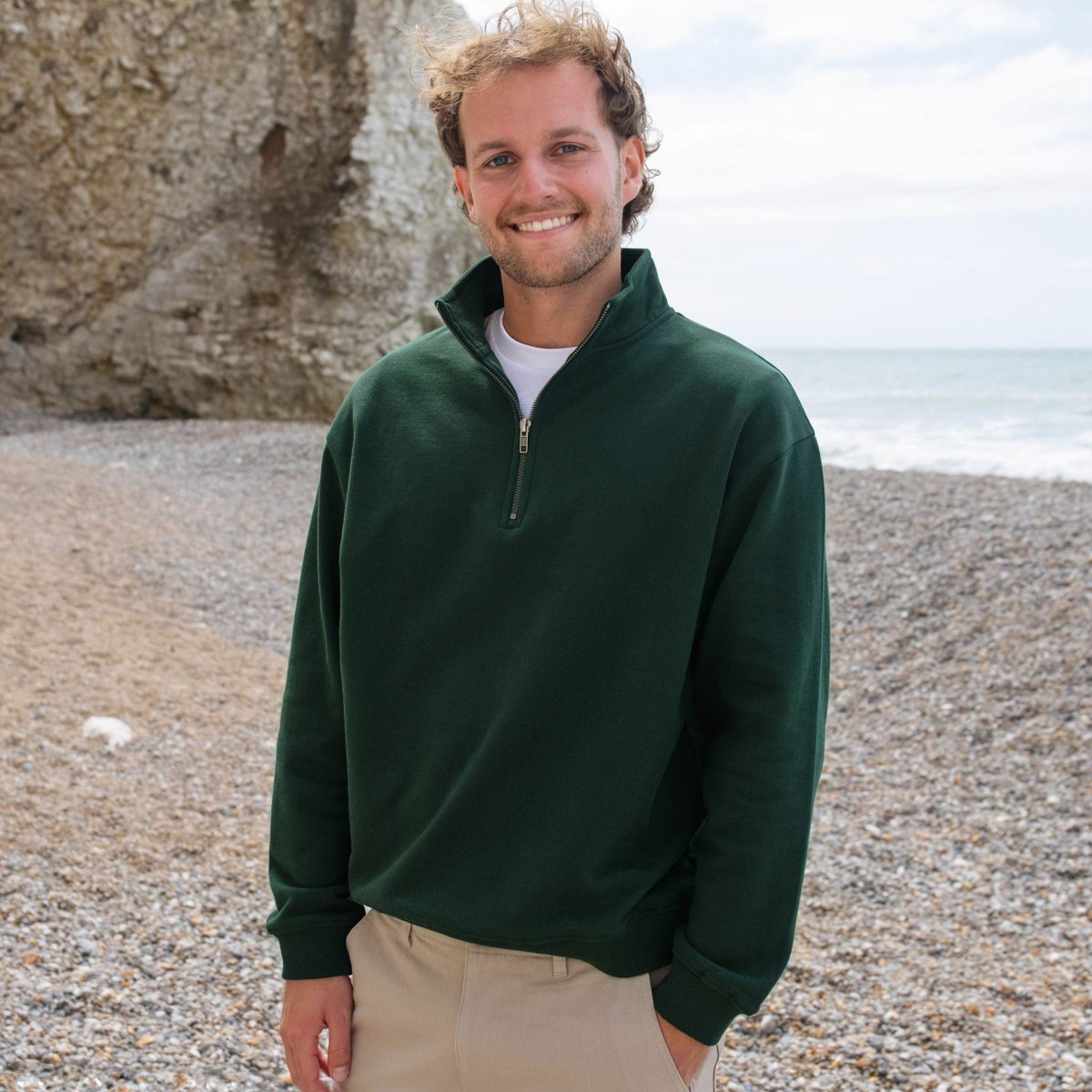 Organic Cotton 1/4 Zip - Plain Sweatshirt