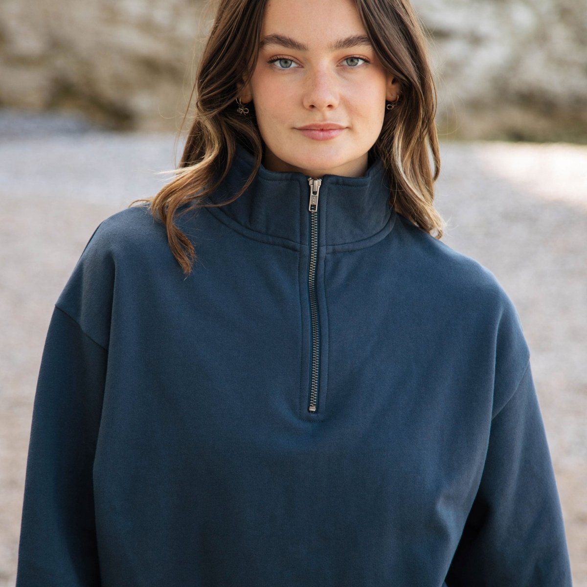 Organic Cotton 1/4 Zip - Plain Sweatshirt