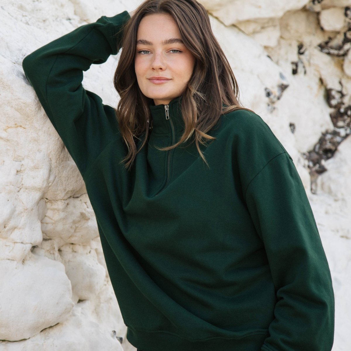 Organic Cotton 1/4 Zip - Plain Sweatshirt