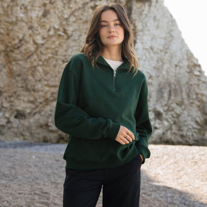 Organic Cotton 1/4 Zip - Plain Sweatshirt