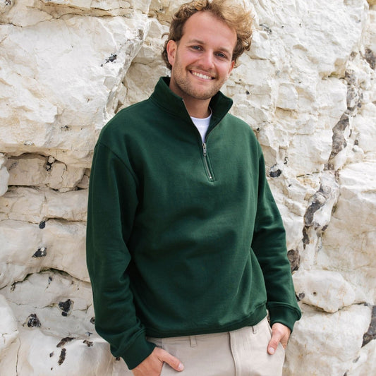 Organic Cotton 1/4 Zip - Plain Sweatshirt