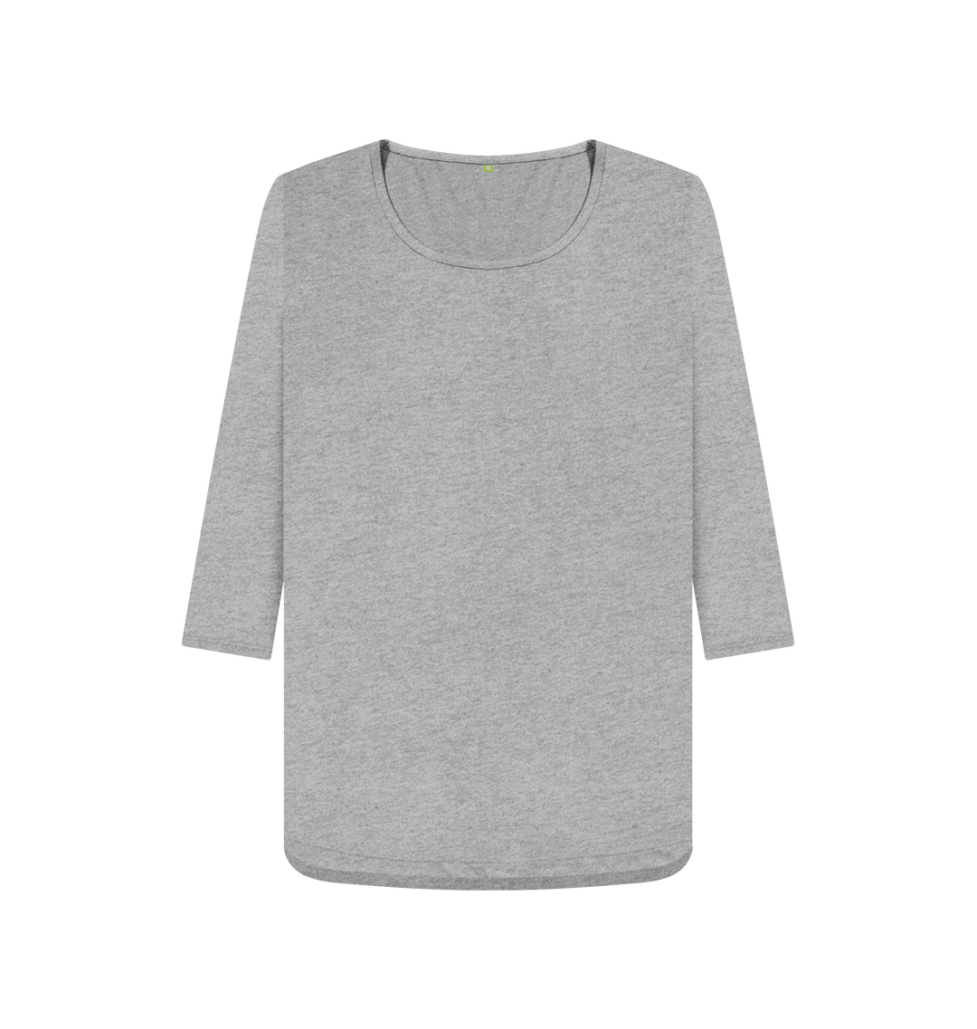 Women's Grey 3/4 Sleeve Top - Printed T - shirt