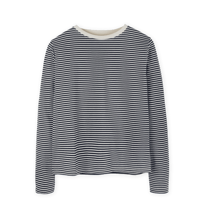 Women's Striped Heavyweight Long Sleeve T-Shirt - Plain T-Shirt