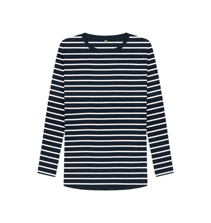 Women's White Striped Long Sleeve Top - Striped T - Shirts